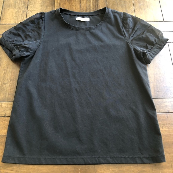 Madewell 2020 Black Sheer-Sleeve Knit Top size XS - Picture 6 of 9
